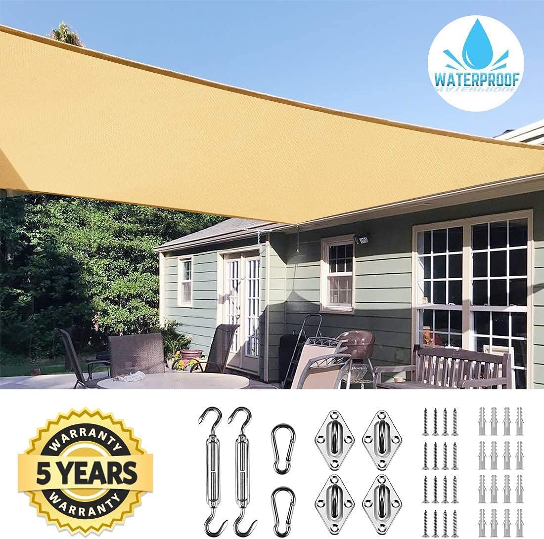 10x13ft Waterproof Sun Shade Sail with Hardware Kit G852153
