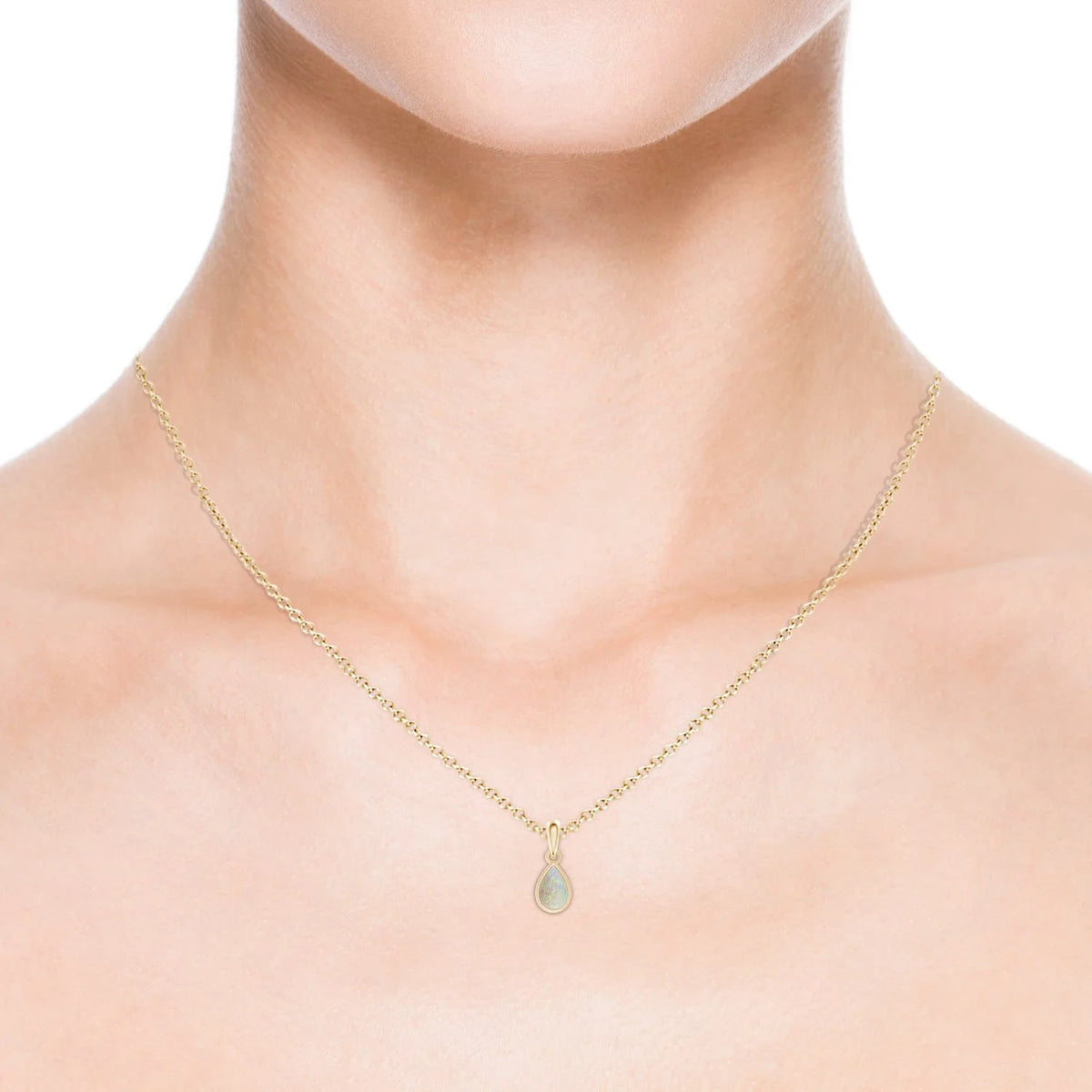 14K Yellow Gold Opal Solitaire Pendant Necklace K460929