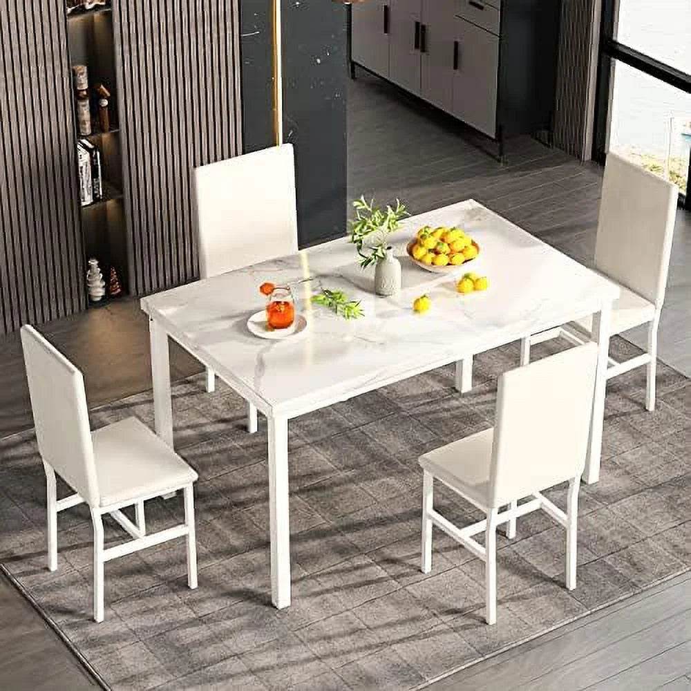 5-Piece Faux Marble Kitchen Table & Chair Set R348351