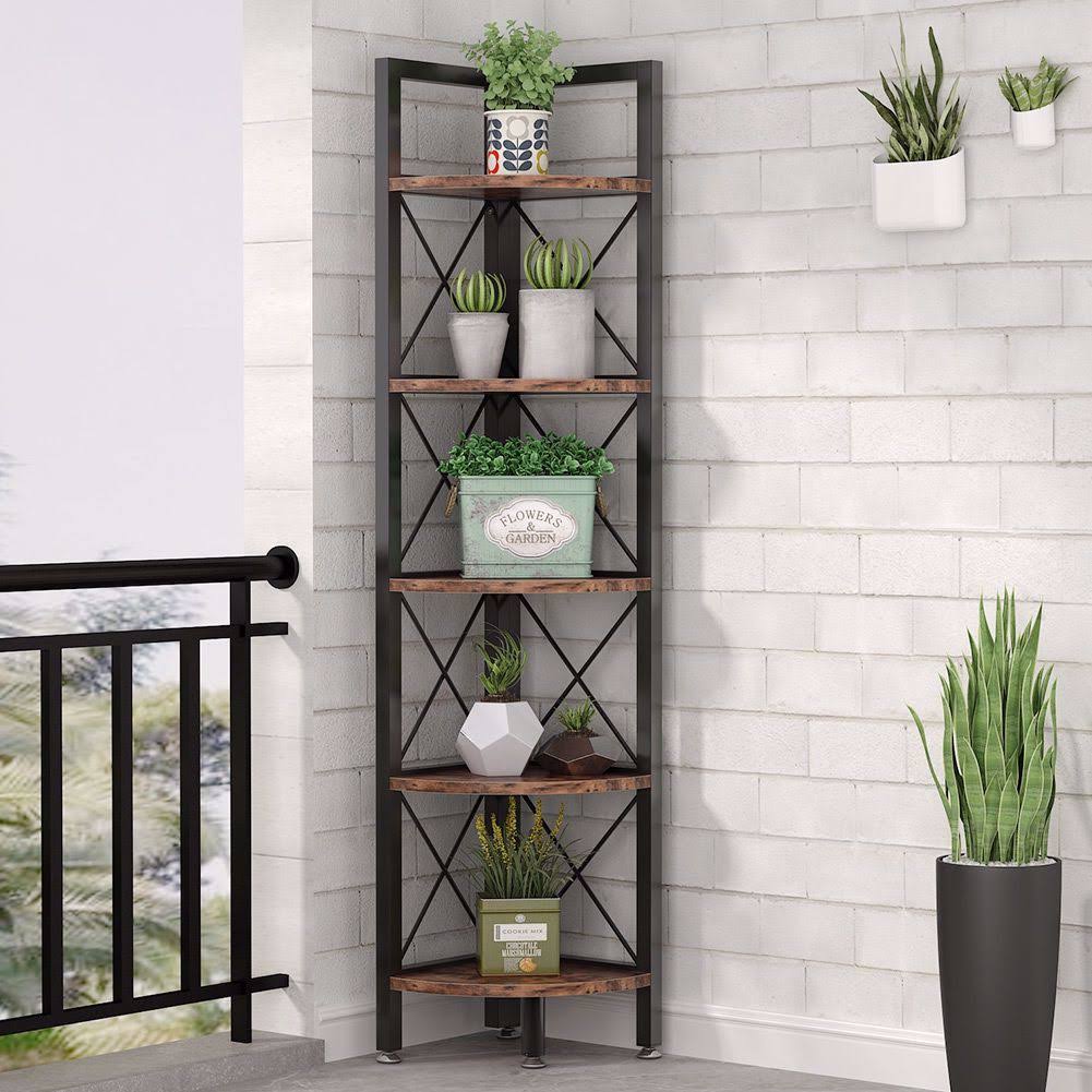 5 Tier Corner Shelf Brown V6993