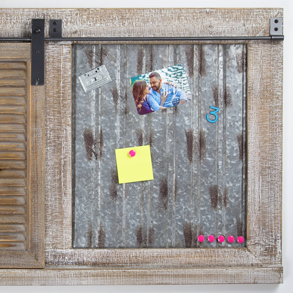 Rustic Wood Sliding Barn Door Chalkboard - Brown N10370