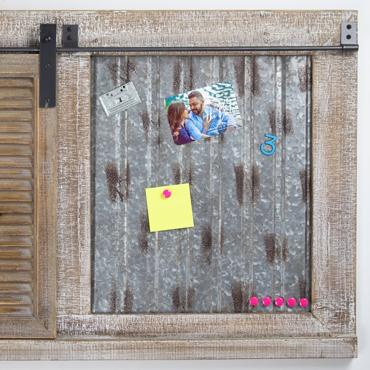 Rustic Wood Sliding Barn Door Chalkboard - Brown N10370