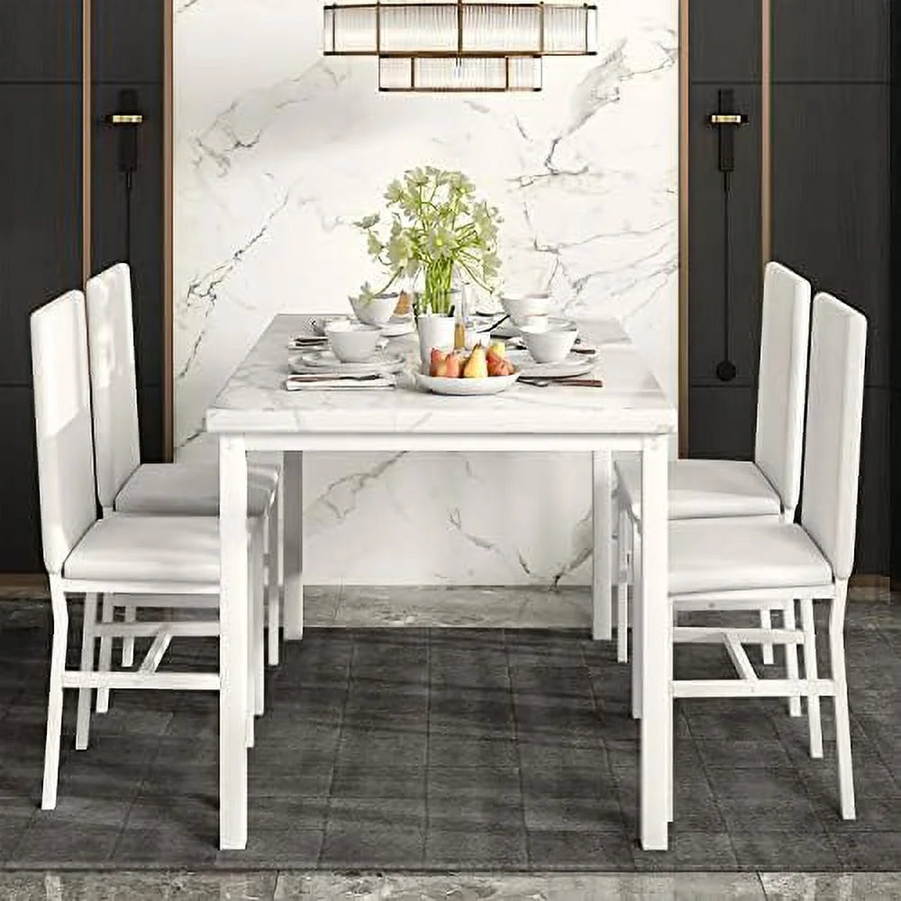 5-Piece Faux Marble Kitchen Table & Chair Set R348351