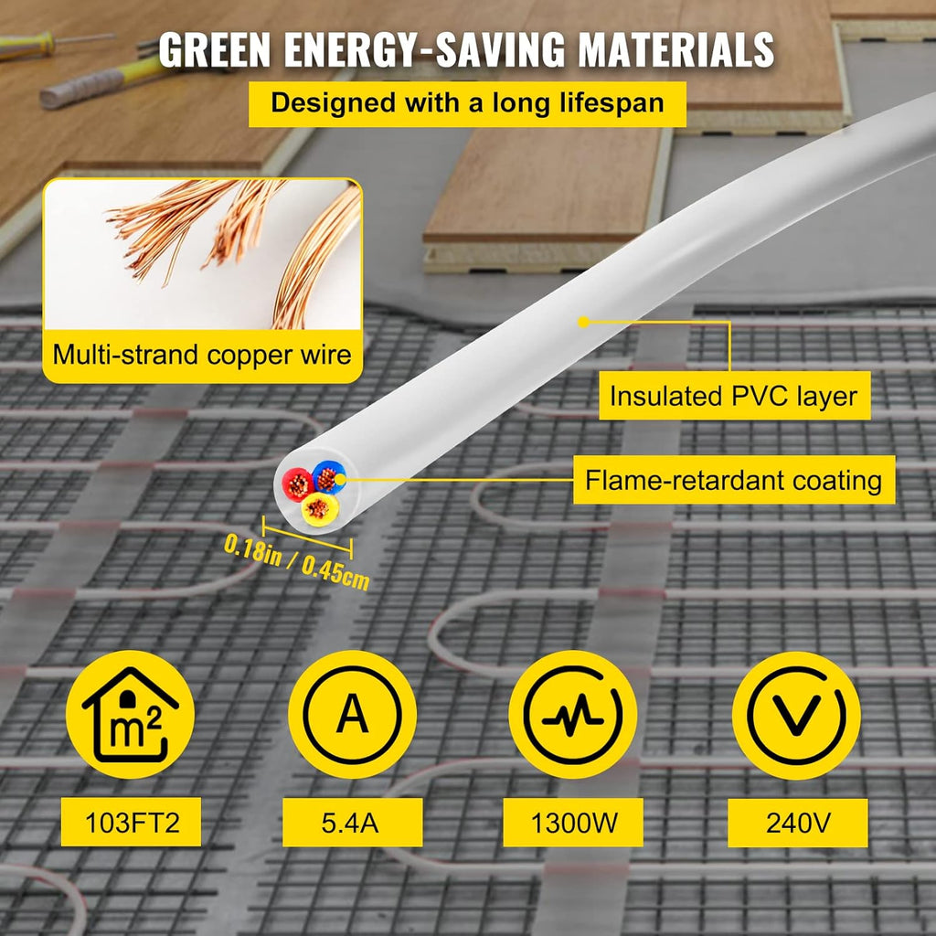103 Square Feet Waterproof Insulated Floor Heating Cable R873719
