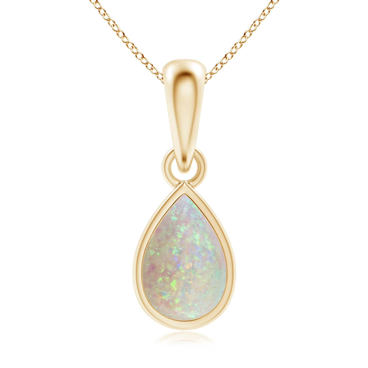 14K Yellow Gold Opal Solitaire Pendant Necklace K460929
