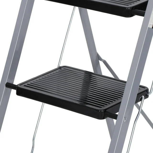 3 Step Folding Step Stool 330lbs Capacity Silver D865