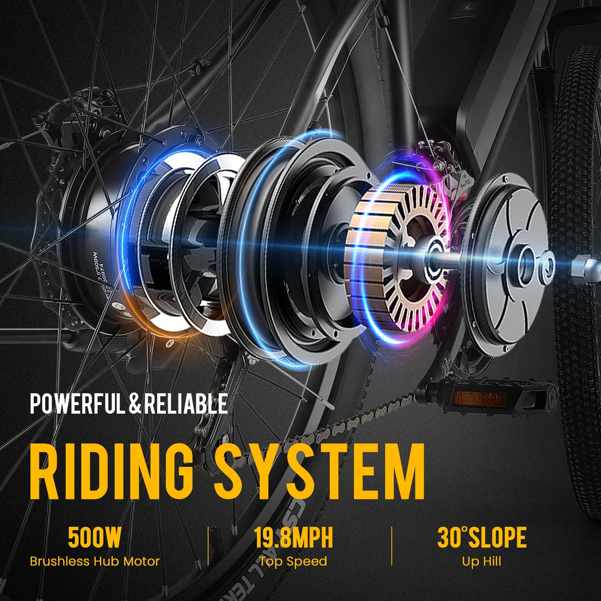 27.5" Electric Bike 500W Mountain Bike with Removable Battery 21 Speed Ebike A294
