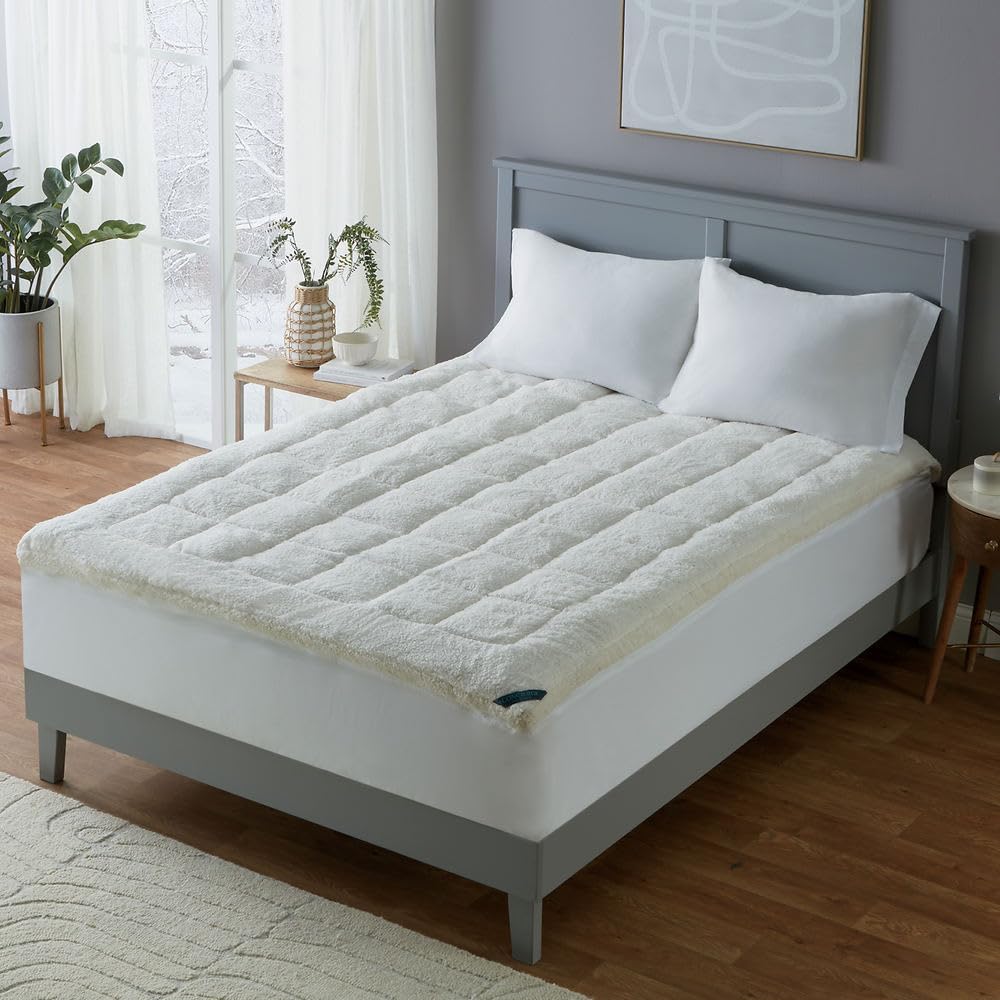 Reversible King Polyester Ivory Mattress Topper L8140