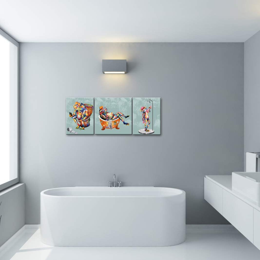 3 Panel Frog Canvas Wall Art Stretched Ready to Hang H-16 inch W-40 inch P9747