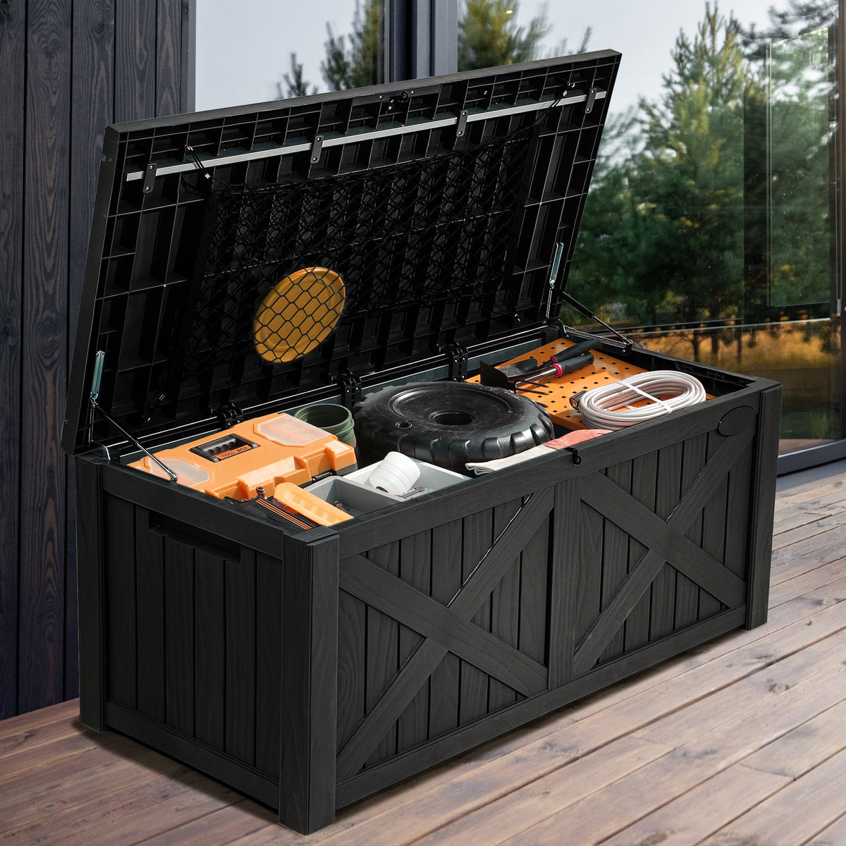 120 Gallon Black Resin Deck Box E251182