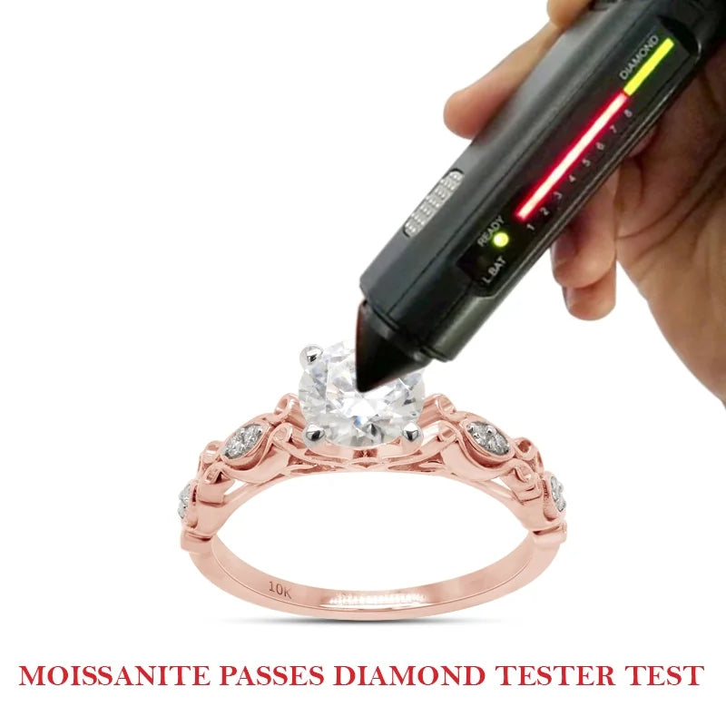 10K Solid Rose Gold Moissanite Solitaire Filigree Engagement Ring N481105