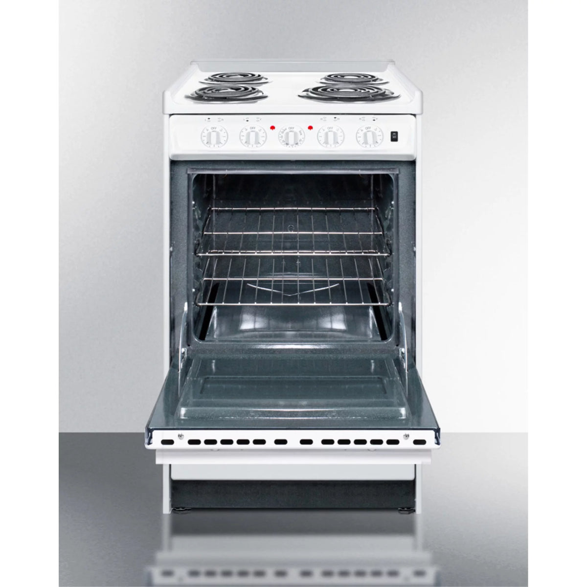 20 in. Wide Slide-in Style Coil Top Electric Range In White with Storage Compartment L62015