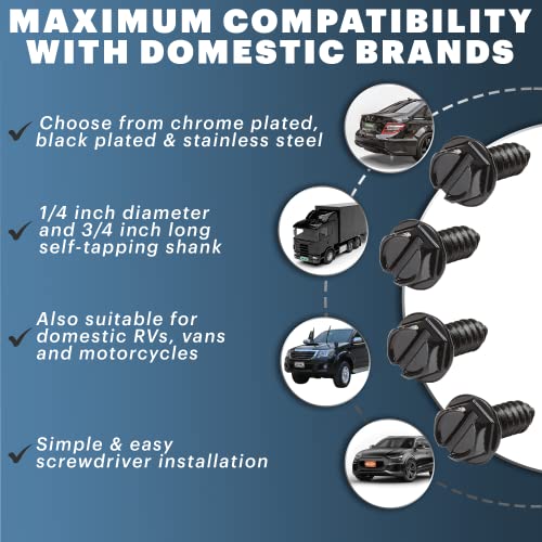 Stainless Steel License Plate Screws 4-Pack Black X239