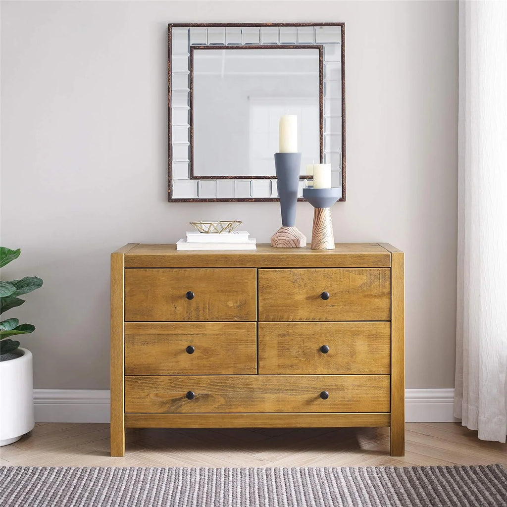 Rustic Wood 5-Drawer Dresser H1974