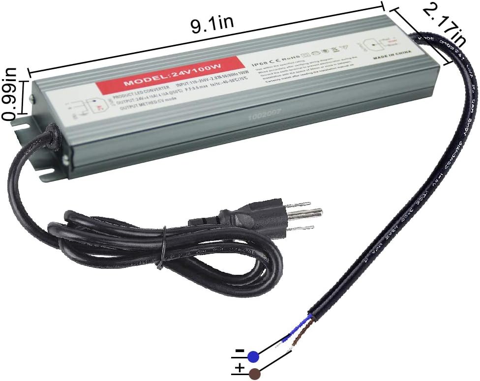 100W Waterproof IP68 LED Driver 110V-265V AC to 24V DC Power Supply Pack of 2 U10969