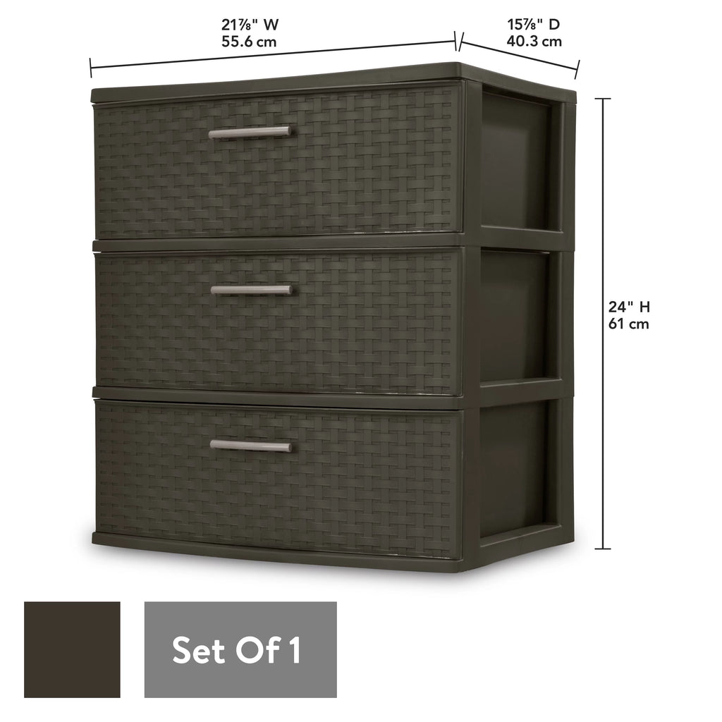 3 Drawer Wide Weave Tower Espresso B709746