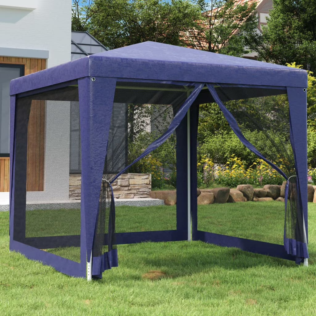 Blue 8.2'x8.2' HDPE Party Tent with 4 Mesh Sidewalls Y440