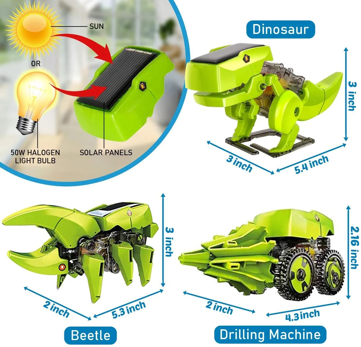 STEM Projects Solar Robot Kit 3-in-1 DIY Dinosaurs Robot Science Kits Toys U8173