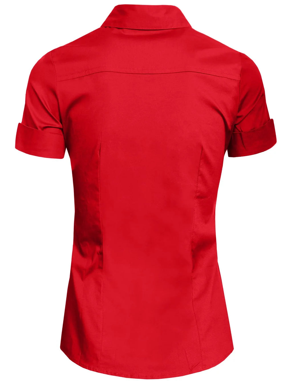 Red Button Down Short Sleeve Shirt Z777