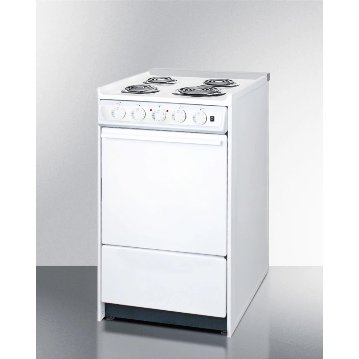 20 in. Wide Slide-in Style Coil Top Electric Range In White with Storage Compartment L62015
