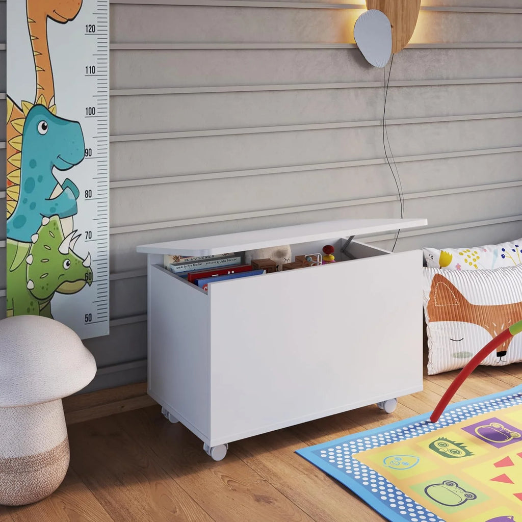 White Engineered Wood Storage Trunk with Lid S565
