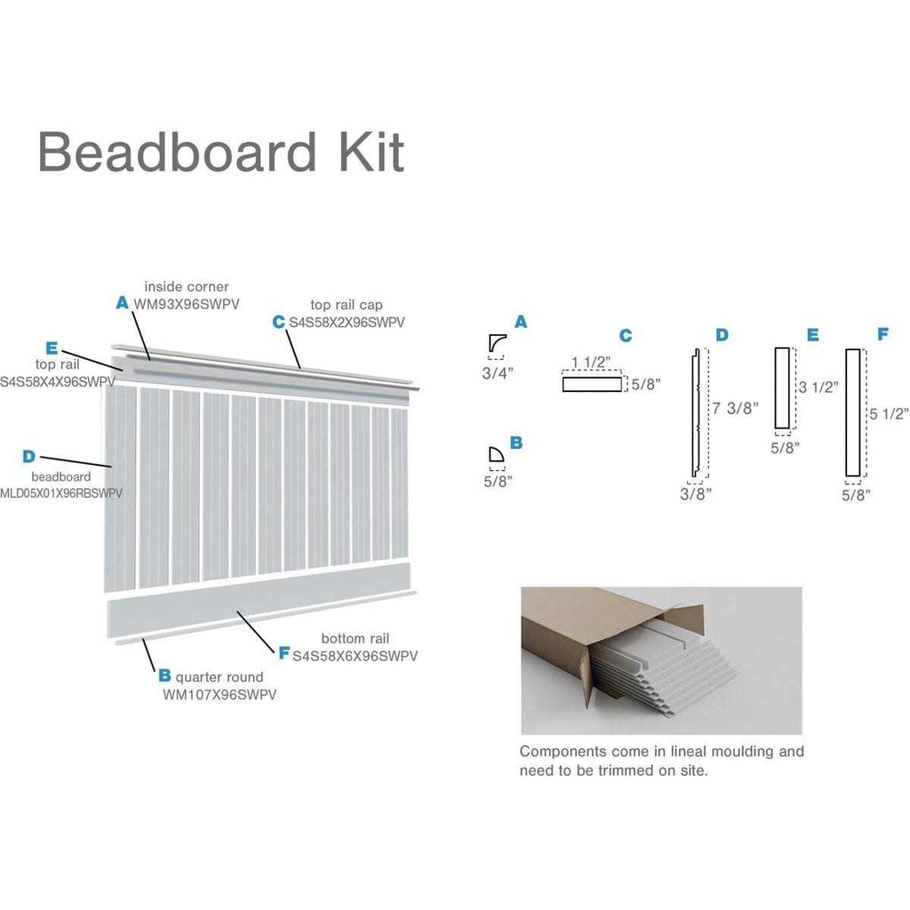 8′ Length PVC Wainscoting Kit J966501