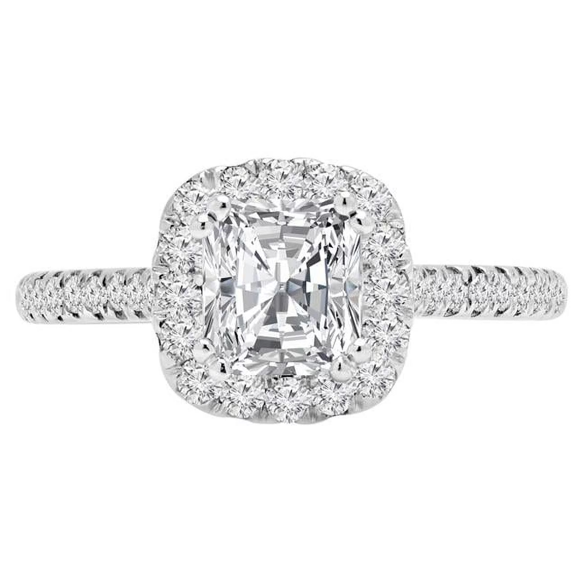 14K White Gold Cushion Halo Engagement Ring A582