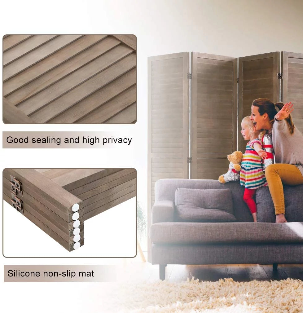 Light Brown Wood 6 Panel Room Divider B740