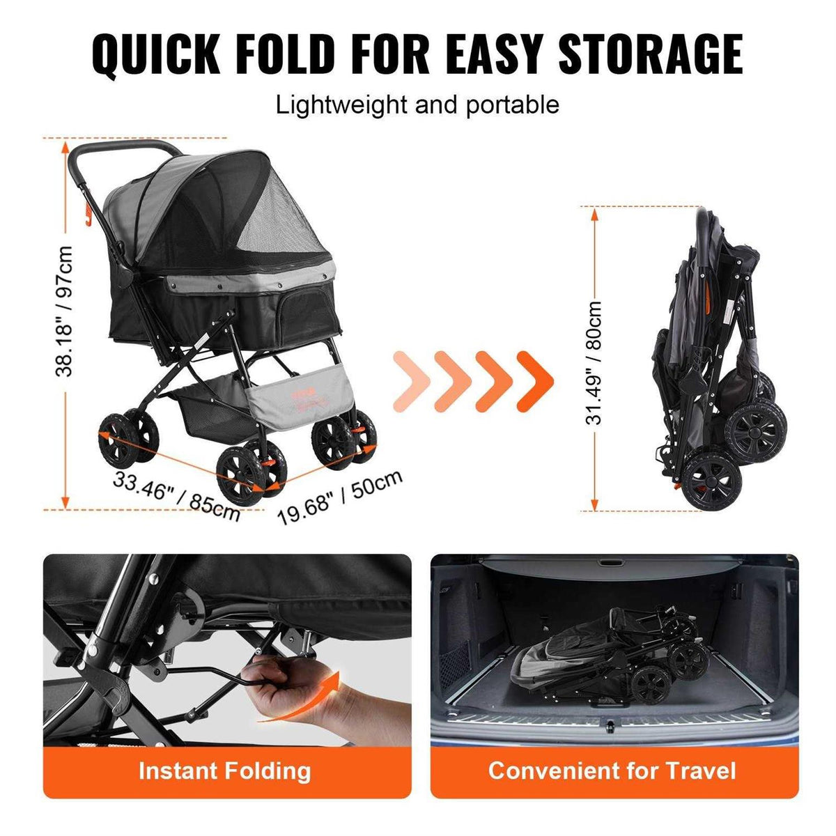 4 Wheels Pet Stroller with Brakes T1106