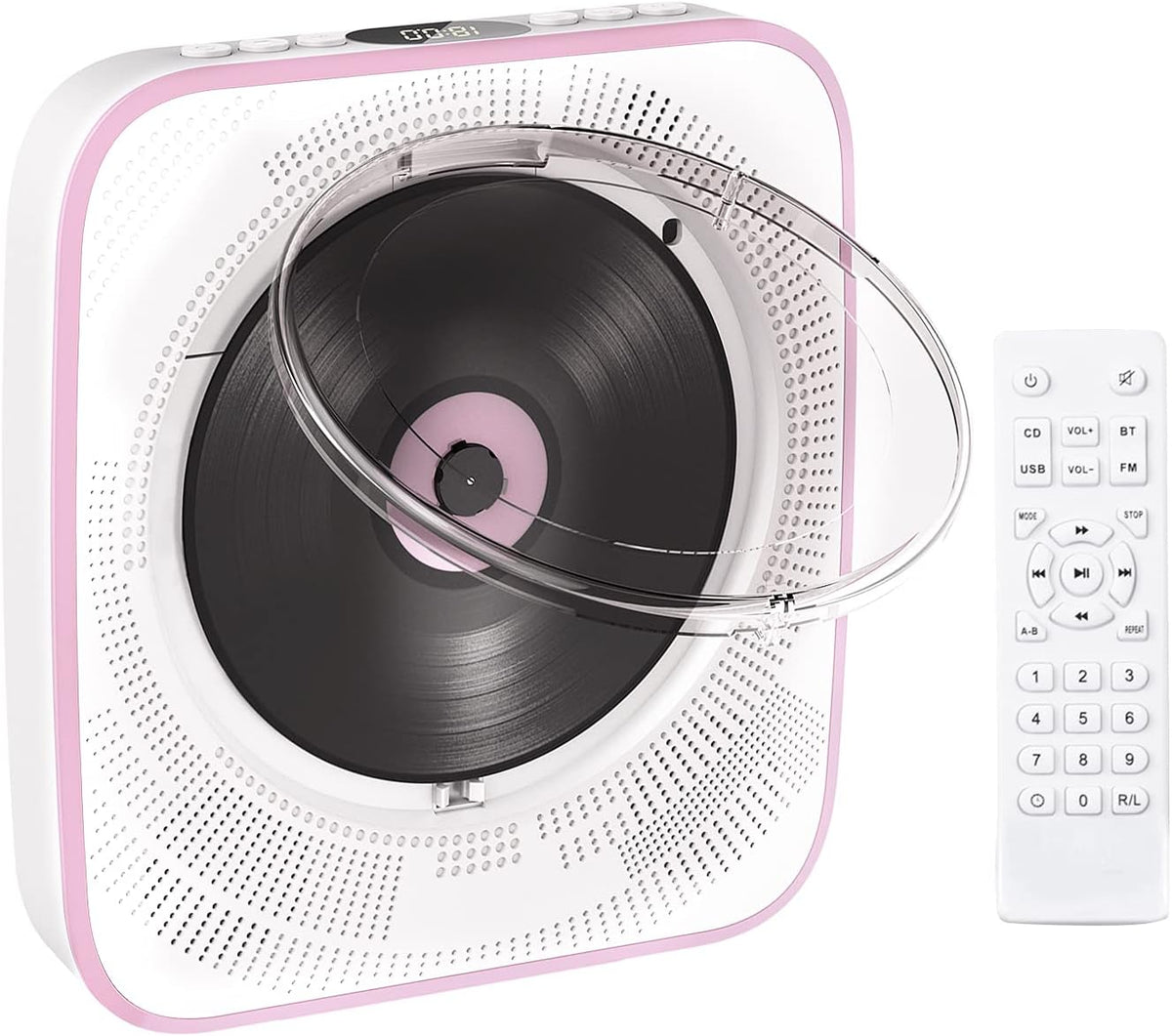 Pink Portable CD Player with Bluetooth, FM Radio, Headphone Jack, AUX Input & Output, Pack of 2 O5419