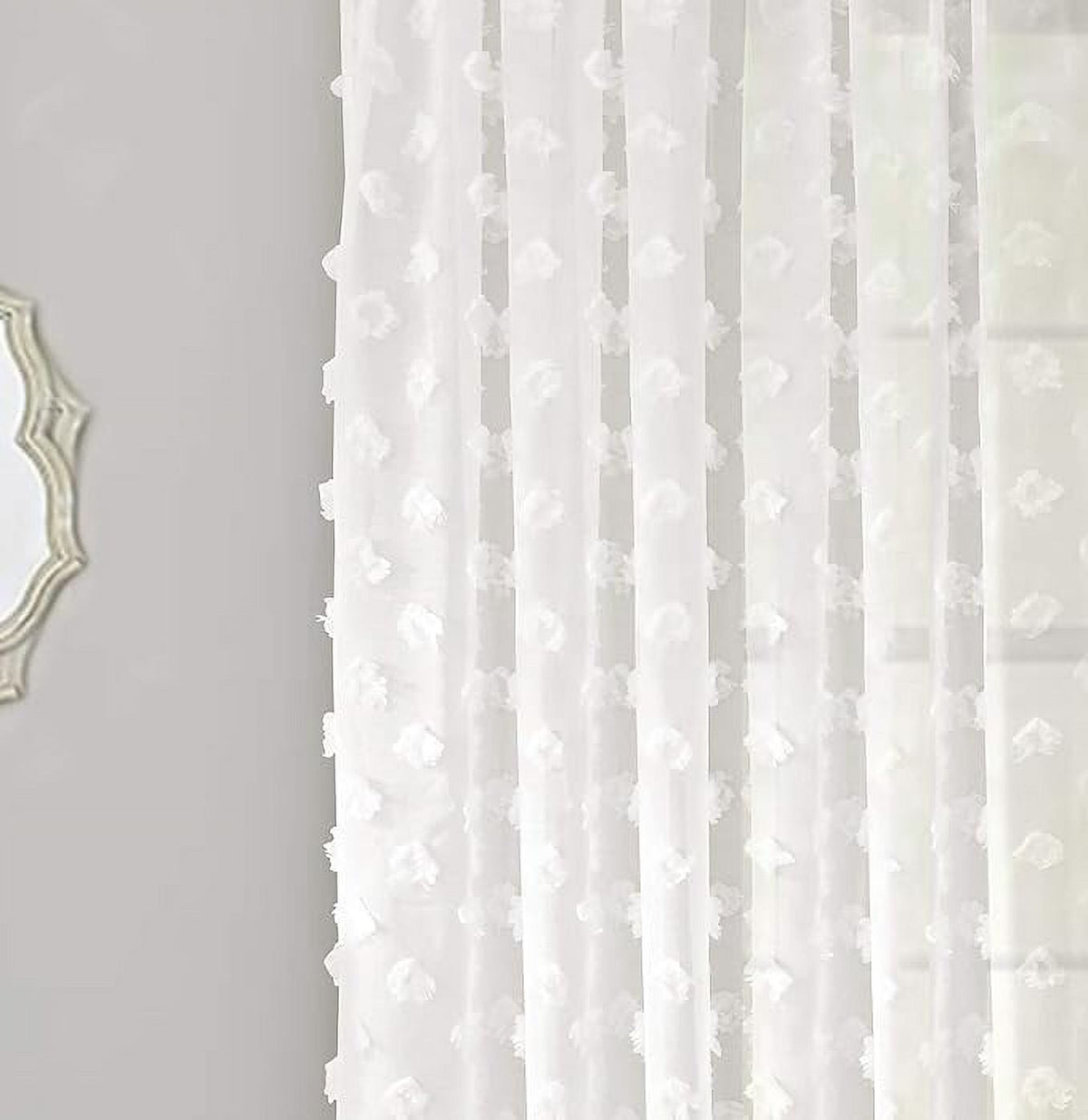 Off White Voile Chiffon Sheer Rod Pocket Door Curtain 52 Inch by 72 Inch N335126