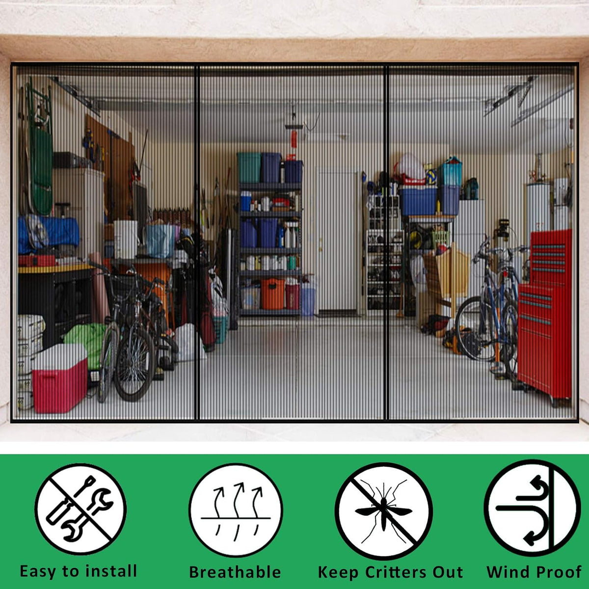 2 Car 16 x 7 Ft Retractable Magnetic Garage Door Screen Z4817