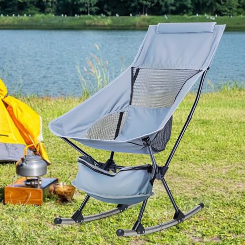 Oversized Folding Rocking Camping Chair, Grey P276834
