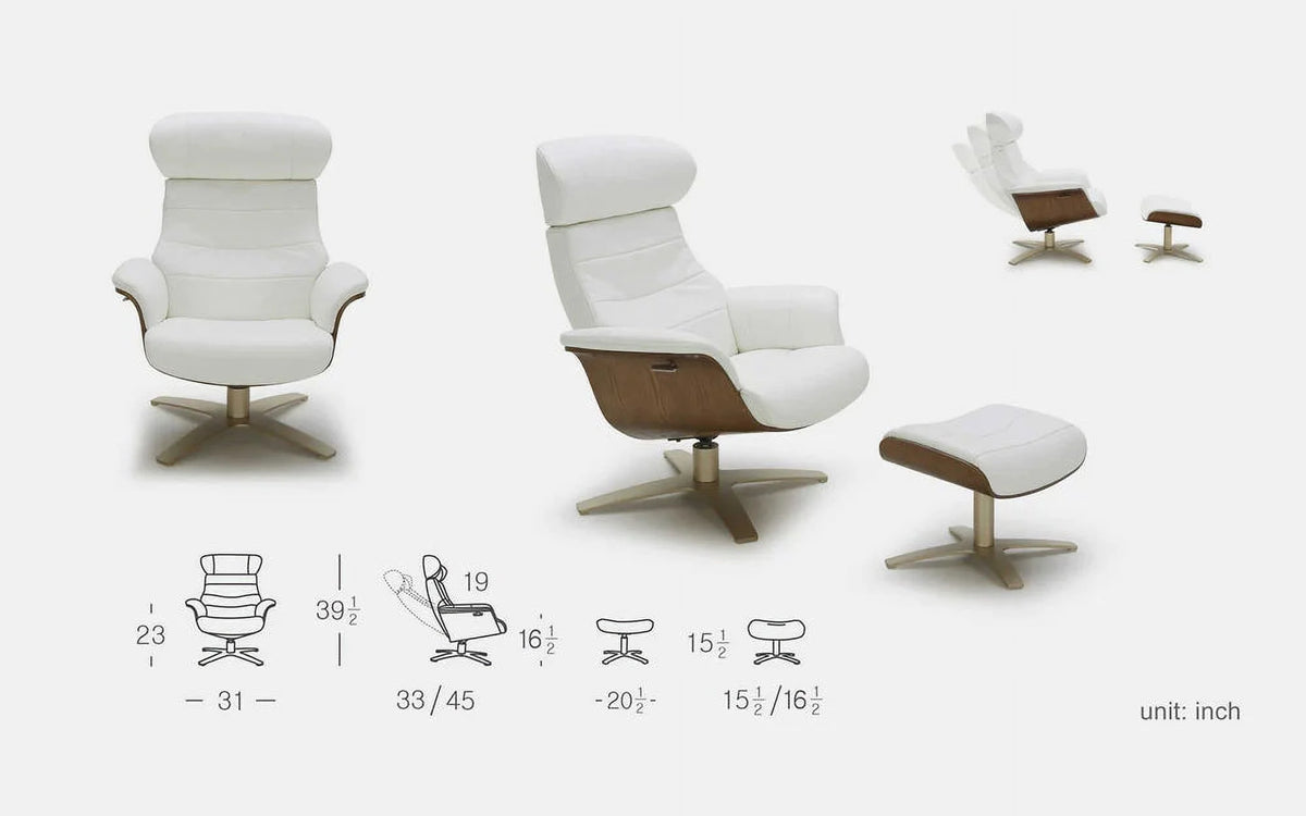 White Top Grain Italian Leather Chair E2650