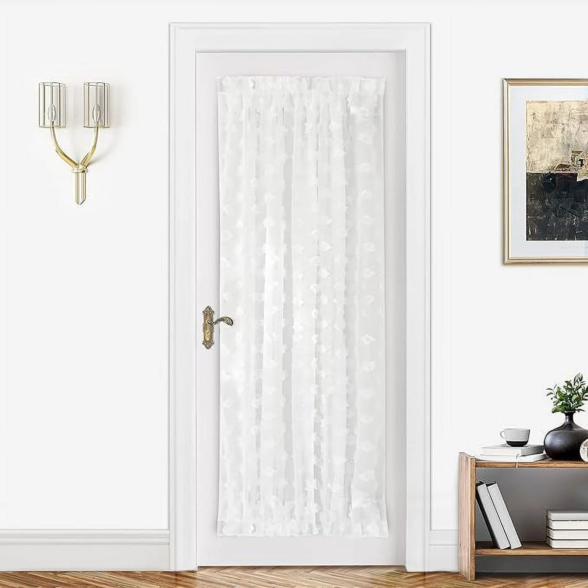Off White Voile Chiffon Sheer Rod Pocket Door Curtain 52 Inch by 72 Inch N335126