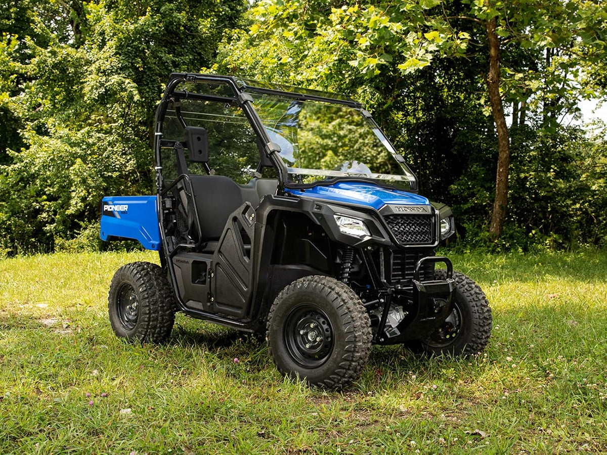 Heavy Duty Full Windshield for Honda Pioneer 500 / 520, 1/4" Thick Scratch Resistant Clear Polycarbonate E415