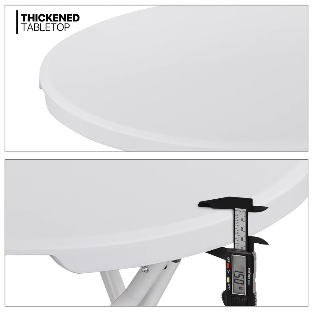 White 2.6Ft Round Folding Plastic Table H7079