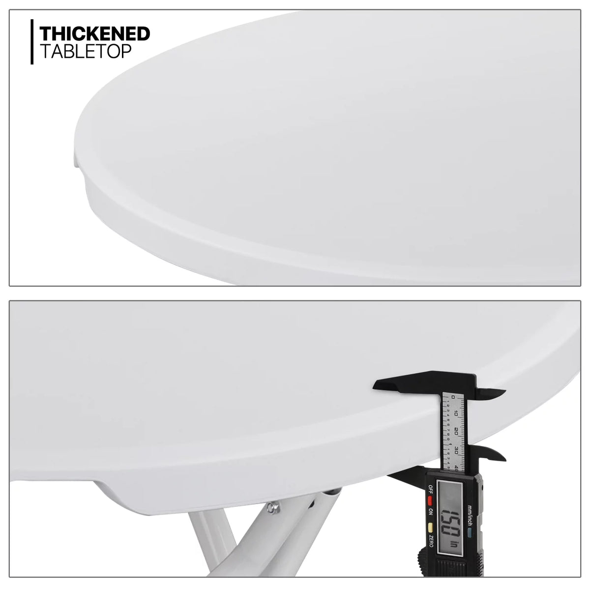 White 2.6Ft Round Folding Plastic Table H7079