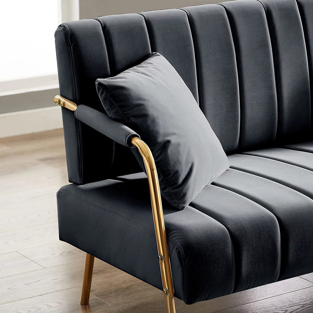 Dark Gray Cashmere Fabric Loveseat with Throw Pillows W34549