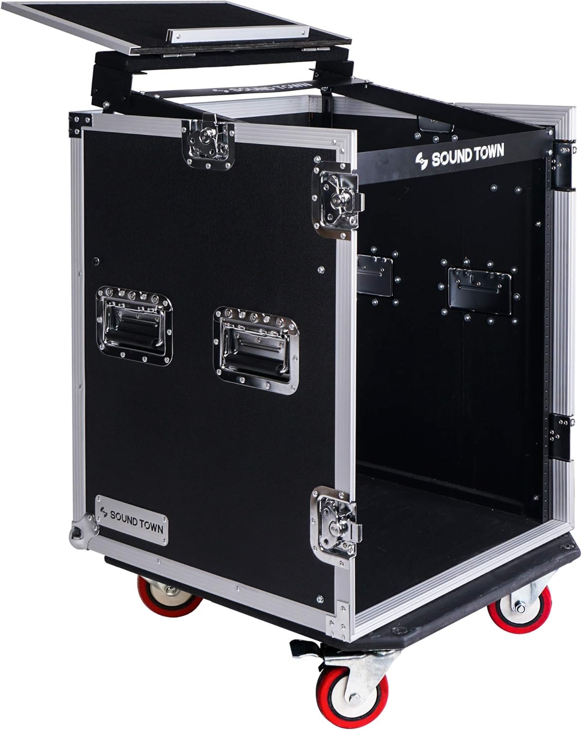 14U PA DJ Rack Case with 11U Slant Mixer Top and Casters D463928