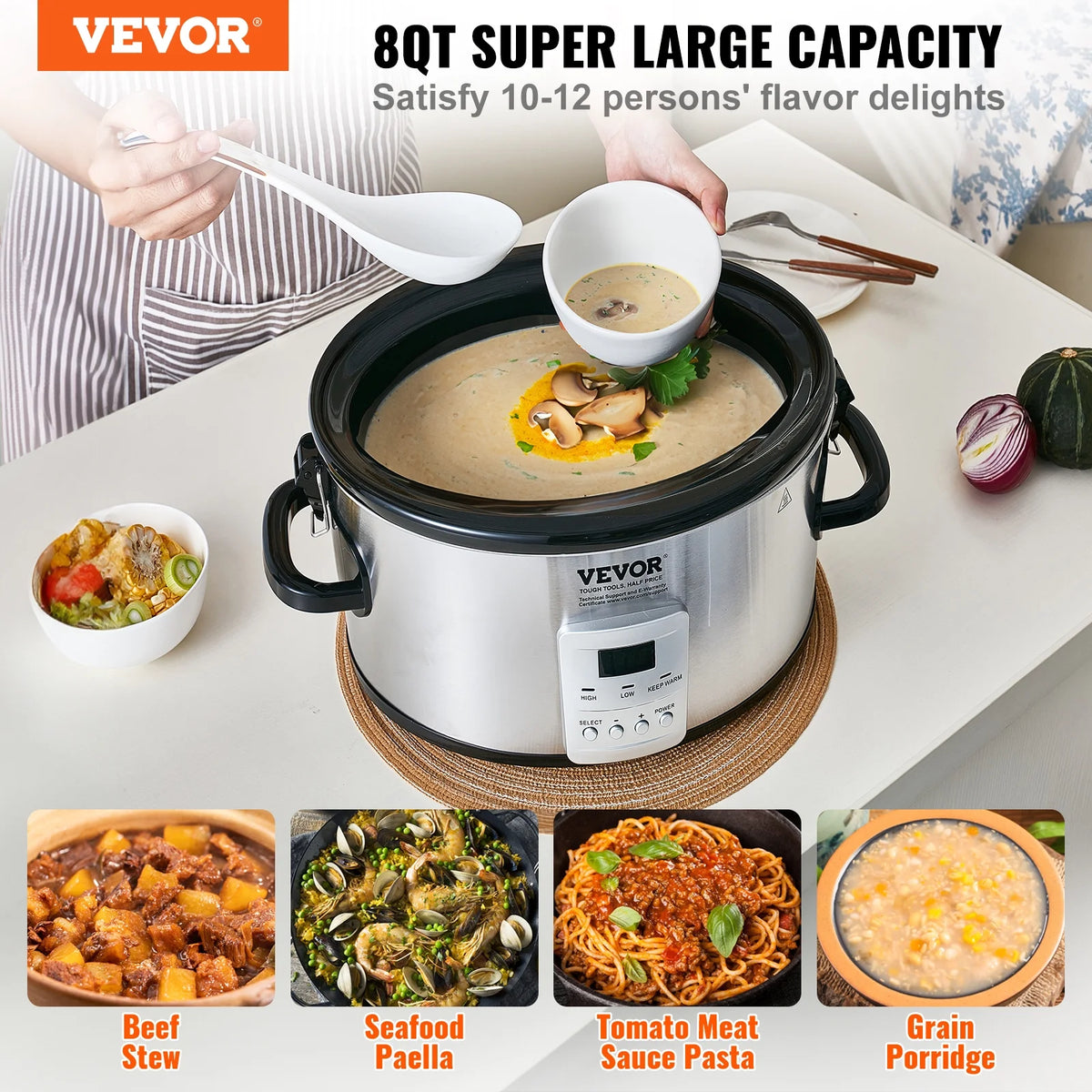 8QT Electric Slow Cooker Y120