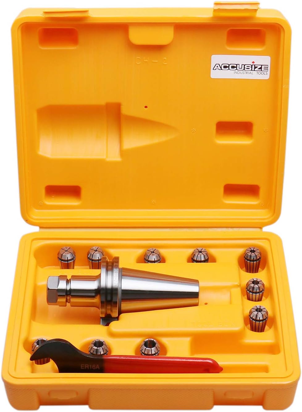 Cat40 Shank 10 Pc Er16 Collet Set with Wrench in Fitted Box B97373