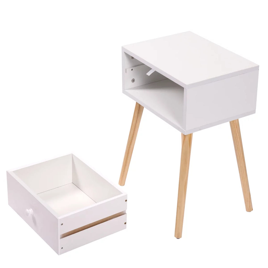 Set of 2 Wood Nightstand with Storage Drawer N10923