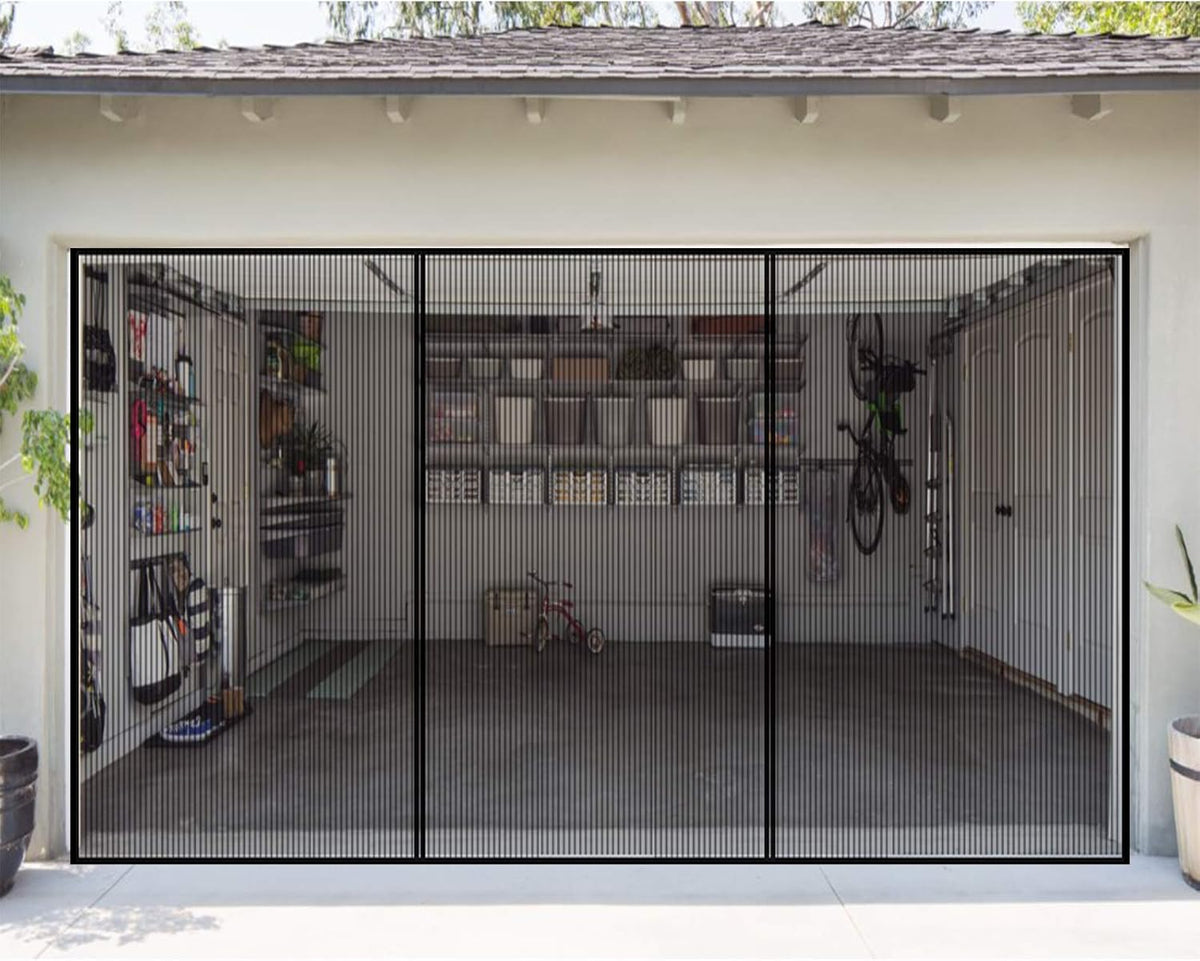 2 Car 16 x 7 Ft Retractable Magnetic Garage Door Screen Z4817