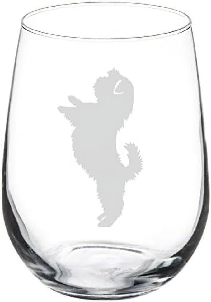 Shih Tzu Standing Stemless Wine Glass 17 Oz F43259