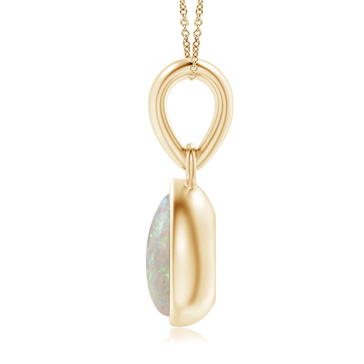 14K Yellow Gold Opal Solitaire Pendant Necklace K460929