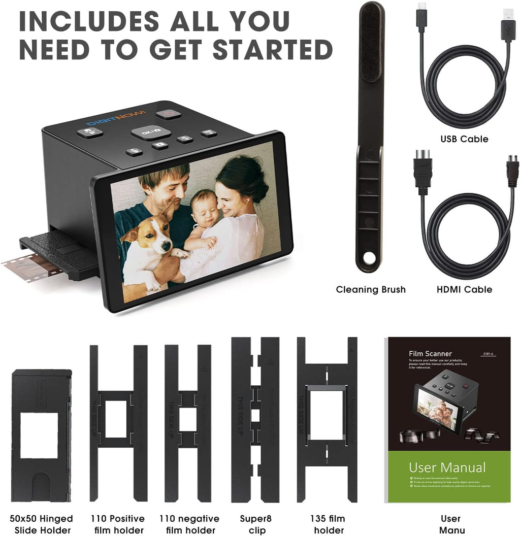 Slide Scanner with 5" LCD Screen for Color & B&W Negatives and 50mm Slides R775407