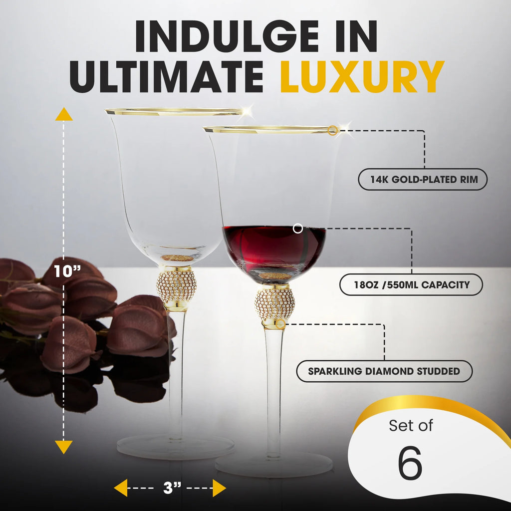 Set of 6 Gold tone Wine Glasses L40416