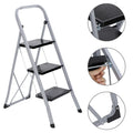 3 Step Folding Step Stool 330lbs Capacity Silver D865