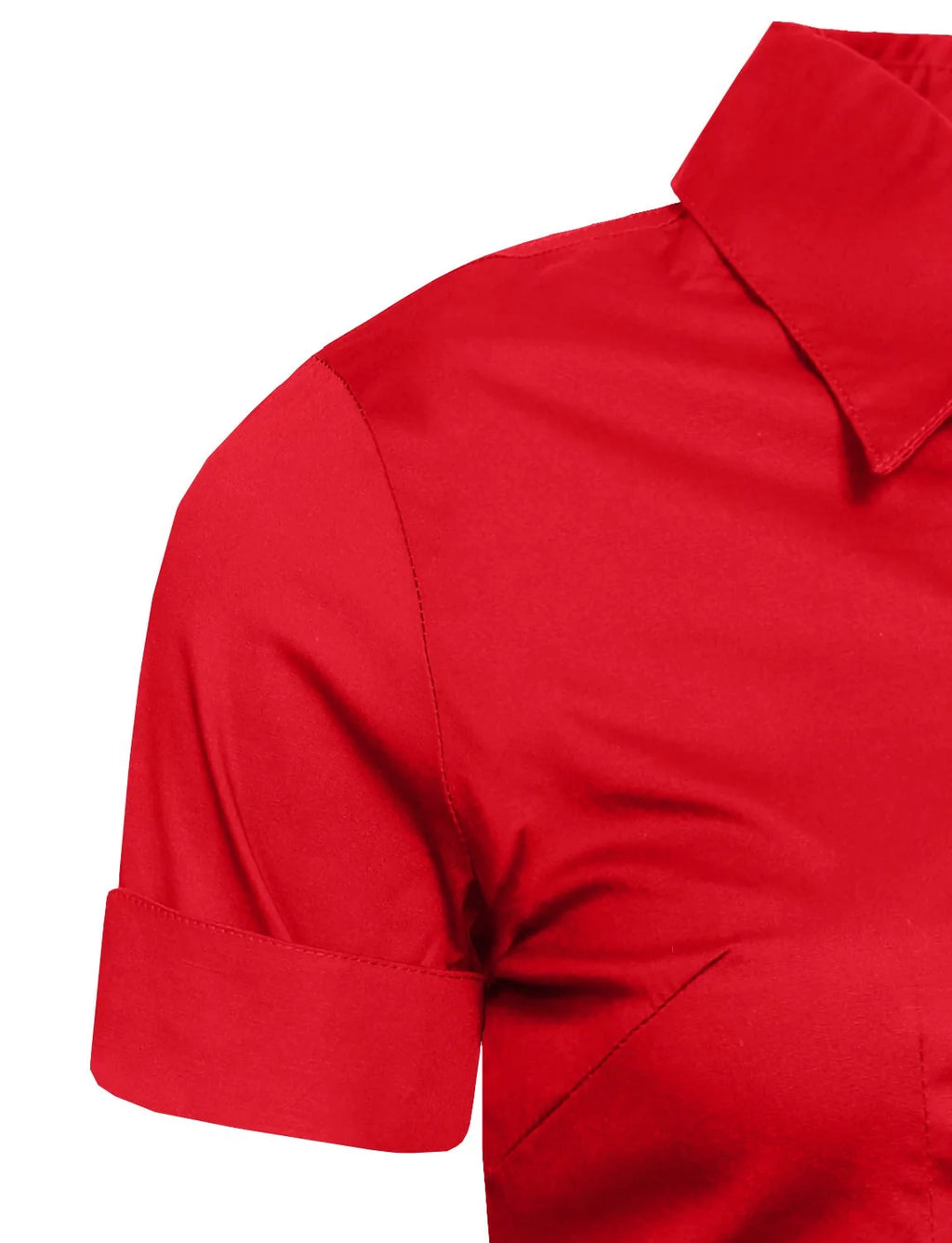 Red Button Down Short Sleeve Shirt Z777